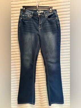 Love Indigo Women's Dark Blue Flare Jeans